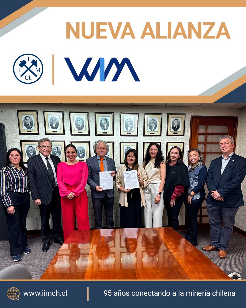 IIMCh's tweet photo. 🤝 El IIMCh y Women in Mining Chile firmaron una nueva alianza institucional. Un vínculo entre el aporte técnico del Instituto y el trabajo de WIM Chile por la inclusión y el desarrollo del talento femenino en la minería.

#IIMCh #WIMChile https://t.co/WbiVg1x7bL