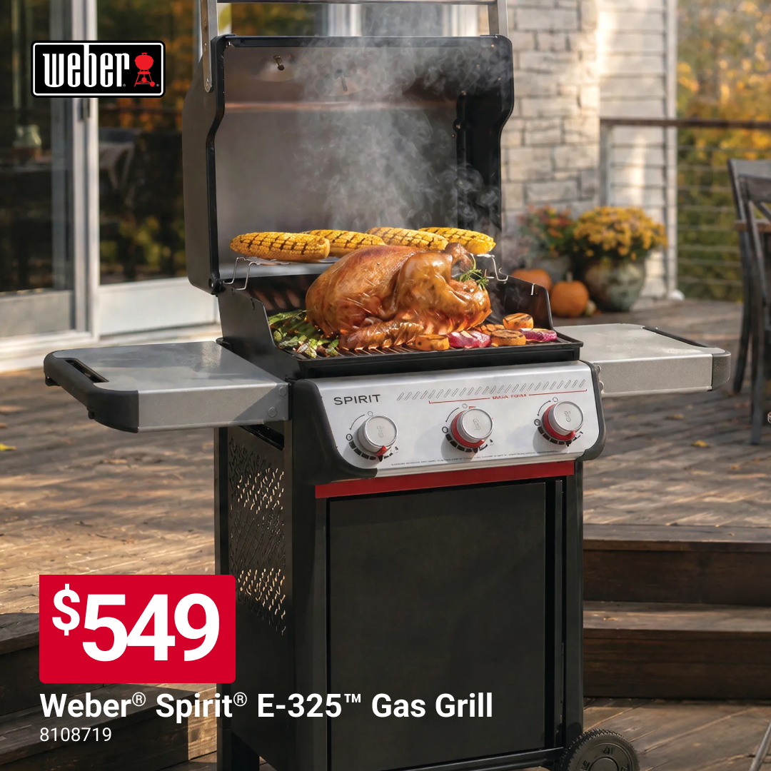 BLHardware's tweet photo. Cook for family and friends with the Weber® Spirit® E-325™ Gas Grill. 🔥 Delivering dependable performance and even heat for everything from burgers and brats to weeknight dinners in your backyard. Learn more at https://t.co/P9bHVqsY1q. #MyLocalAce https://t.co/c0qPEc0Hku