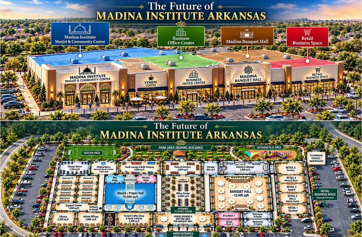 AmyMek's tweet photo. 🚨 ISLAMIZATION OF ARKANSAS!  

A BIRTH-TO-DEATH ISLAMIC “COMMUNITY FOR LIFE” - WHO SETS THE RULES? 

ARE WE NOW ALLOWING ISLAM TO BUILD ISLAMIC MINI-STATES WITHIN OUR BORDERS? 

Childhood Sharia instruction. Islamic youth programs. Worship. Islamic Business. Islamic Family "support". Sharia Funeral services.

Madina Institute is proposing 88,000 square feet of Islamic institutional life in Little Rock, bringing those services under one umbrella.

From raising children to burying the dead, the ambition reaches across generations. Arkansas deserves answers about the authority behind it.

An 800-person prayer hall. Islamic classrooms. A library. Youth facilities. Business offices. Retail shops. Counseling. Funeral services. More than 500 parking spaces. It is almost like you never have to deal with ANY non-Muslims at ALL! 

This used to be a massive Kohl's; the negotiated purchase price is $6.1 million.

The buildings are detailed. The rules deserve equal scrutiny.

What role does Sharia play in the curriculum, counseling, and institutional policies?

Will children learn that freedom includes questioning Islam and leaving it? Will women’s equal rights and individual choices be respected? Can families reject the institution’s teachings without coercion?

A birth-to-death institution must never become birth-to-death control. Who will know what is happening inside these walls?

They promise “a community for life.” Demand proof that the people inside remain free to choose their own lives.

Which red state will Islam target next? See our full report below!