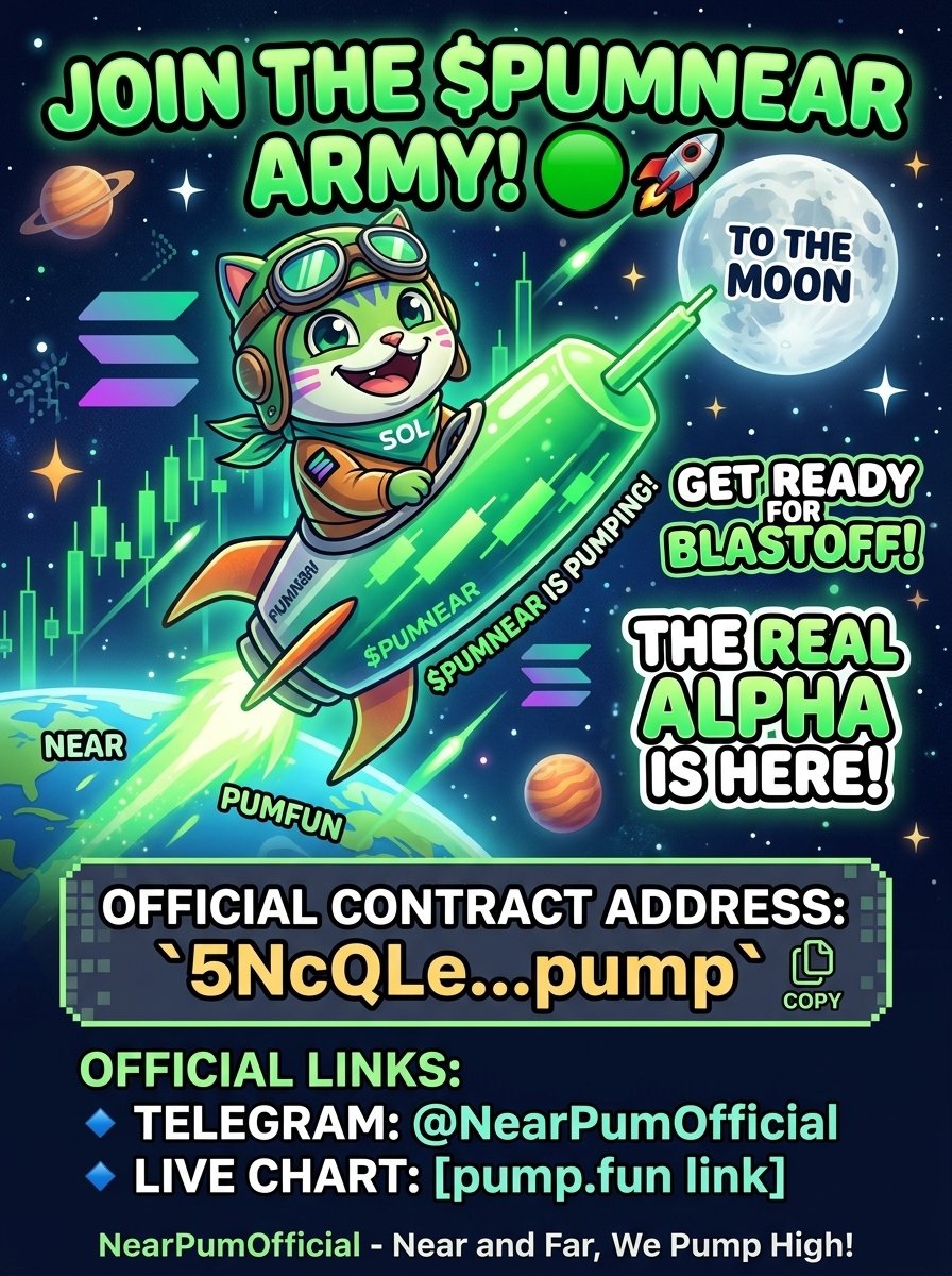 pumnear's tweet photo. The launch is live and the energy is UNREAL! 🟩🪐
Look at those beautiful green candles on Solana. $PUMNEAR is officially taking off, and you are still early to grab a bag! 🚀🔥
📝 Contract Address (CA):
5NcQLe8k...pump (Check bio for full copyable CA)
🌐 Join the Movement https://t.co/FsFnes1snd