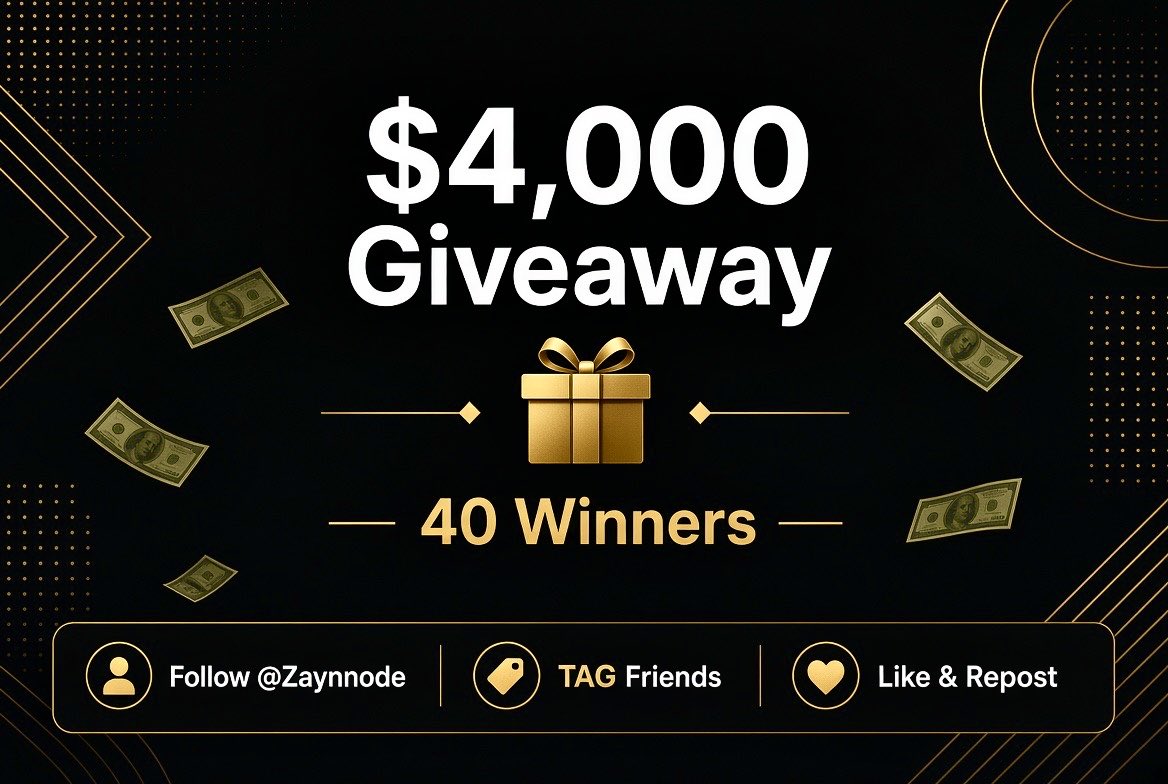 Zaynnode's tweet photo. $4,000 Giveaway 🎁

I want to make 40 people happy today ❤️

❤️ Like + Repost 🔁 
👤 Tag a Friend! 
✅ Follow @Zaynnode 

Winners Live in 24-48 Hrs 💸 https://t.co/WMhLsLRN0P