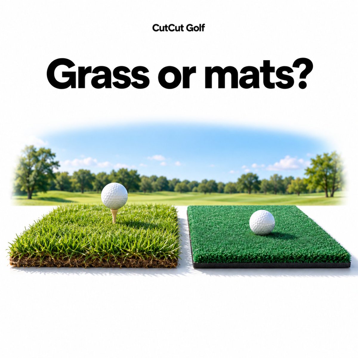 CutCut_Golf's tweet photo. Grass range or hitting mats: where does most of your practice happen? And which would you choose if both were available? CutCut Golf. AI illustration. https://t.co/8A3oUKdFph