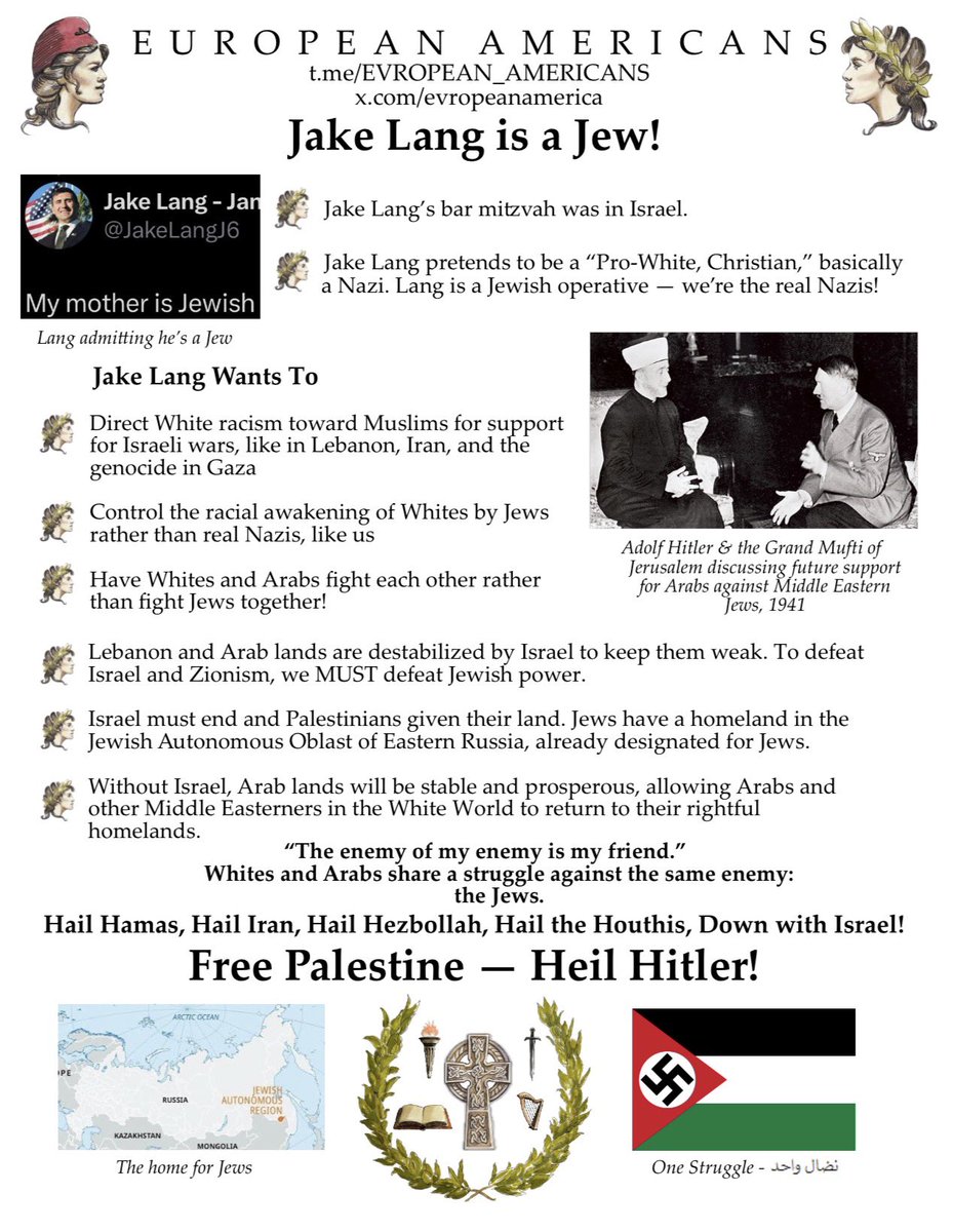 LegalMeansRev's tweet photo. @JakeLang Jake, Lang is a Jew and his actions are Zionist ops from the terrorist “state” of Israel! https://t.co/lBgtW5CWYv