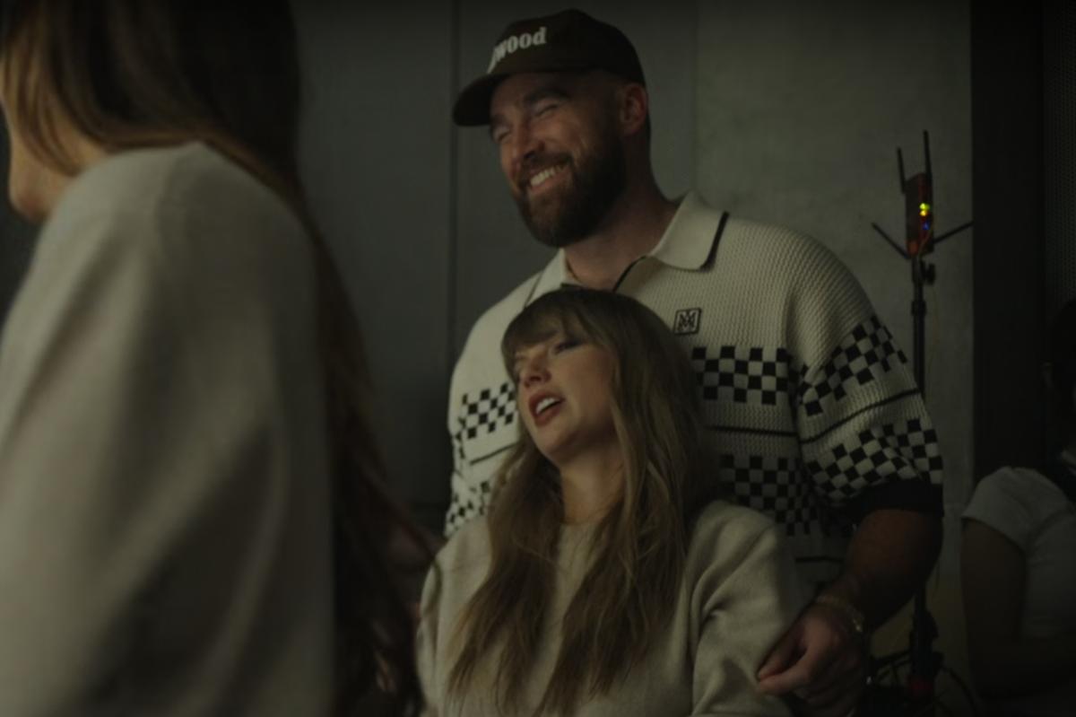 PageSix's tweet photo. Travis Kelce supports Taylor Swift in sweet behind-the-scenes look at her directing ‘Patient Zero’ music video https://t.co/uB4IN2Cdzn https://t.co/6X9iNYFggi