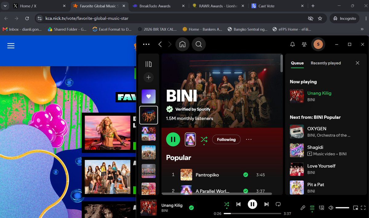 Sheenaaall's tweet photo. Dahil bigo sa Coke Studio Tickets magvote na lang at stream sa BINI.

#BINI https://t.co/kaN2Cf7BGK