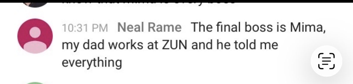 All_Lee24's tweet photo. I still quote “my dad works at ZUN and he told me everything” whenever I just make something up about touhou and then I have to remind myself that it’s not actually a known fandom joke it’s just a random comment I saw 9 years ago on an HSIFS release livestream https://t.co/udh6noXtb5