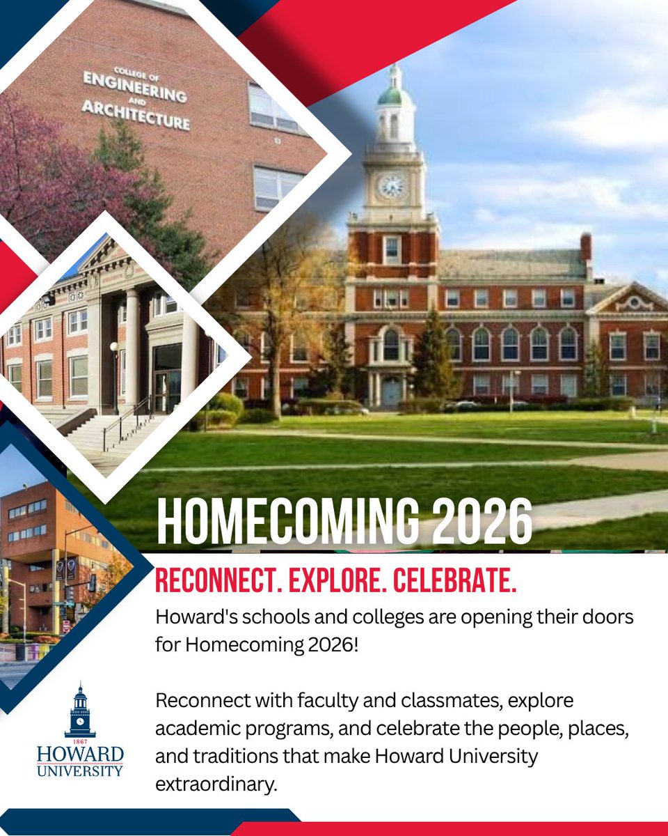 HowardU's tweet photo. Homecoming is more than a celebration. It's a chance to reconnect with the places, people, and experiences that make Howard University home.

As we celebrate our Wildest Dreams during Homecoming 2026, Howard's schools and colleges are opening their doors to welcome alumni, students, prospective students, and the broader Bison community.

From reconnecting with former classmates and faculty to exploring academic programs and discovering what's new across the University, there's something for every generation of Bison.

📅 October 14–17, 2026

Explore the participating schools, open house schedules, and event details on The Dig: https://t.co/BTBhpgmpdh

#HowardUniversity #HowardHomecoming2026