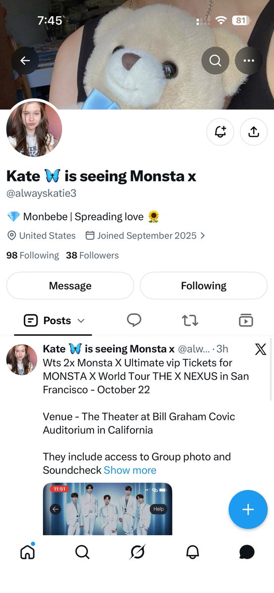 mxphocatrade's tweet photo. 🚨 SCAM ALERT @alwayskatie3

She offered MONSTA X San Francisco VIP tickets (PIT Row 1, Seats 22 &amp; 23)

After receiving my money, she changed the agreement and blocked me without sending the ticket.

I’ve reported this scam to the authorities.

⚠️ MONBEBEs, please beware and RT! https://t.co/1uUcjIr9BW