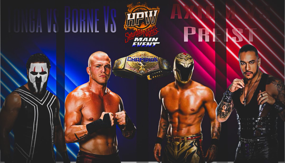 HeatProWrestle's tweet photo. This weekend... HPW SNME 2 #HPWSnMe we will crown Mayhems FRIST US Champion between:
Tama Tonga vs Myles Borne vs Axiom vs Damian Priest ๐ฅ
@liv4wrestlin @ColdBloodedRKO @Kool_Fork @starthewwefan https://t.co/B1LKX3oQXa