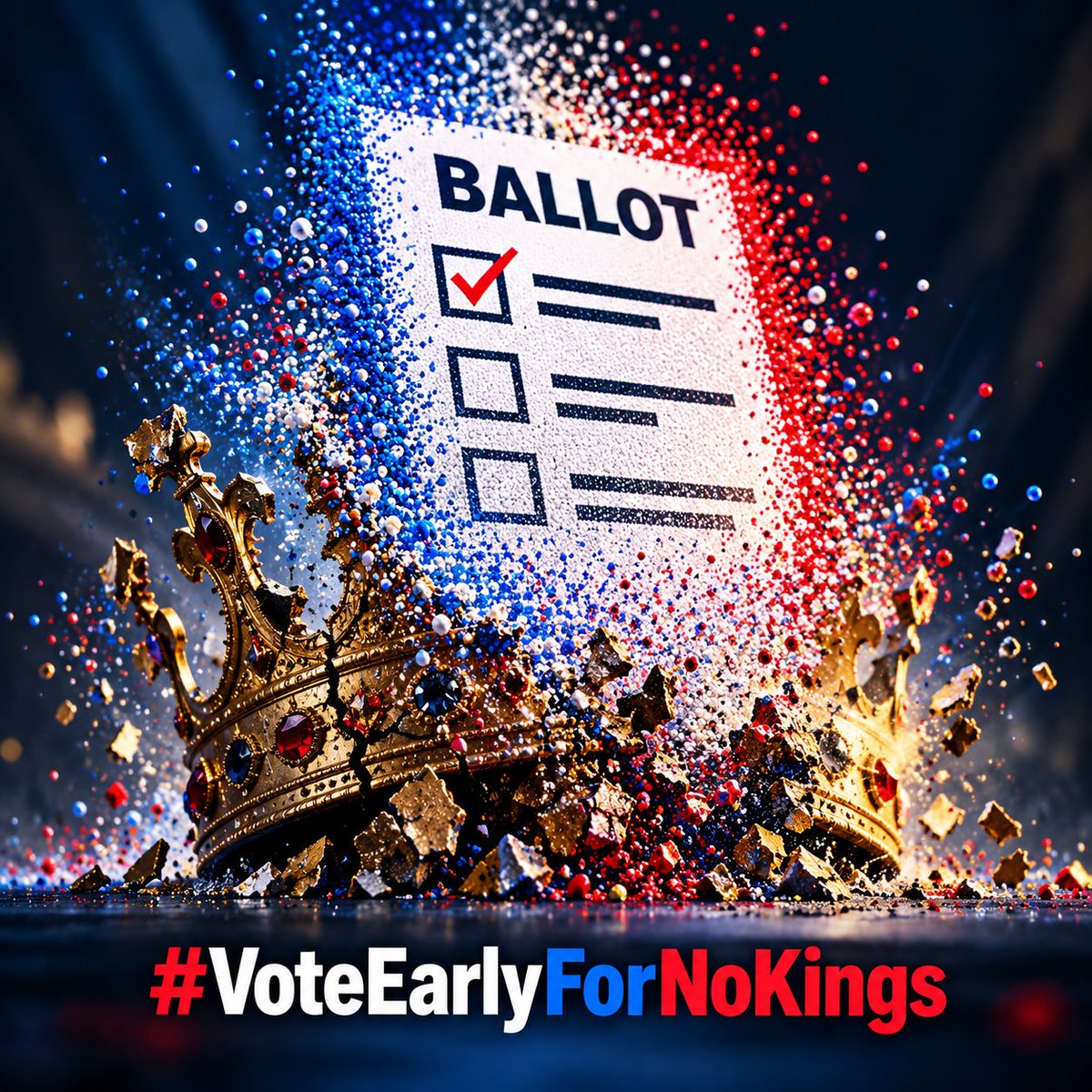 realTuckFrumper's tweet photo. Every dot counts. Early voting is underway. Fill the ballot before the crown solidifies. #VoteEarlyForNoKings https://t.co/rlM0vwYXJ7