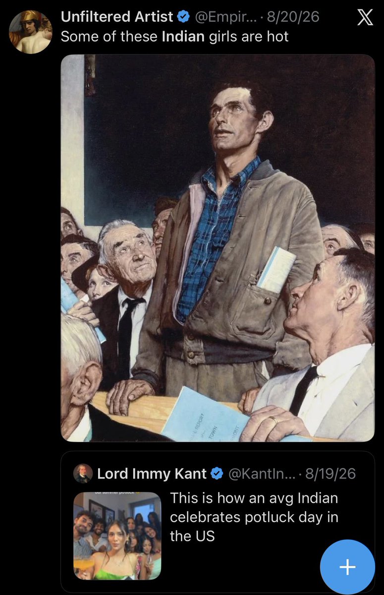 Frosty2259's tweet photo. Note that “Unfiltered Artist’s” (@EmpireEnjoyer3) repeated posting about how Indian girls are hot and are the “new Latinas” was done from the start for the sole purpose of corralling his audience of anti-establishment Identitarian young White men into voting for Vivek Ramaswamy, a man who explicitly wants to replace the White population of Ohio with millions of street shitting Indians and will do so with the assistance of the Republican controlled legislature of the state as is already happening in Texas.

Unfiltered Autist is a traitor to the White Race (assuming he’s even White) and in any serious civilization would be kept chained up in a cage like a diseased animal for the rest of his life