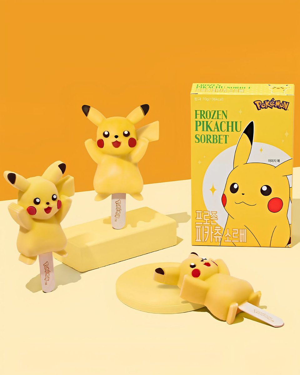 mecchaJP's tweet photo. CU in Korea is bringing Pokémon to the freezer with Magikarp (orange), Pikachu (mango), and Ditto (grape) sorbets! 🍊🥭🍇
The Magikarp one even looks surprisingly spot-on. 👀
Which flavor would you try first?
#Pokemon #PokemonIcecream #CU #Magikarp https://t.co/LtlVDkK1Q6