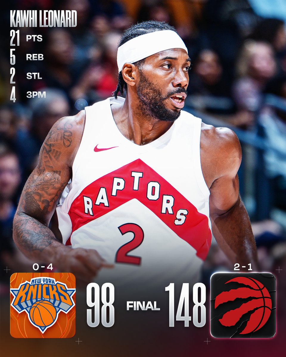 NBA's tweet photo. 🏀 TUESDAY'S FINAL SCORES 🏀

Kawhi Leonard scores a game-high 21 PTS in his 2026 @Raptors preseason debut as Toronto secures the win!

Scottie Barnes: 19 PTS (8-10 FGM), 6 REB, 4 AST, 2 STL
Collin Murray-Boyles: 19 PTS (7-7 FGM), 9 REB https://t.co/WLgUlW8qHS