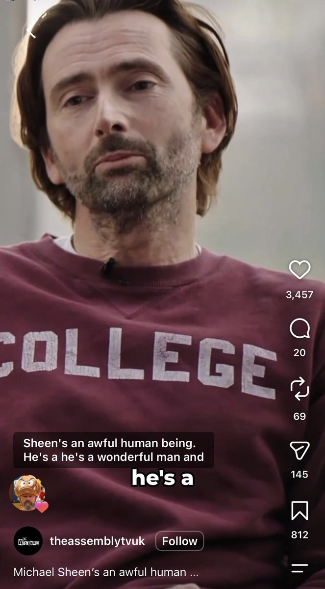 AmyGravino's tweet photo. Michael resharing the clip of David talking about him on The Assembly to his Insta story, and putting a heart on the original post. I'm not well... https://t.co/jvYoA48Saw