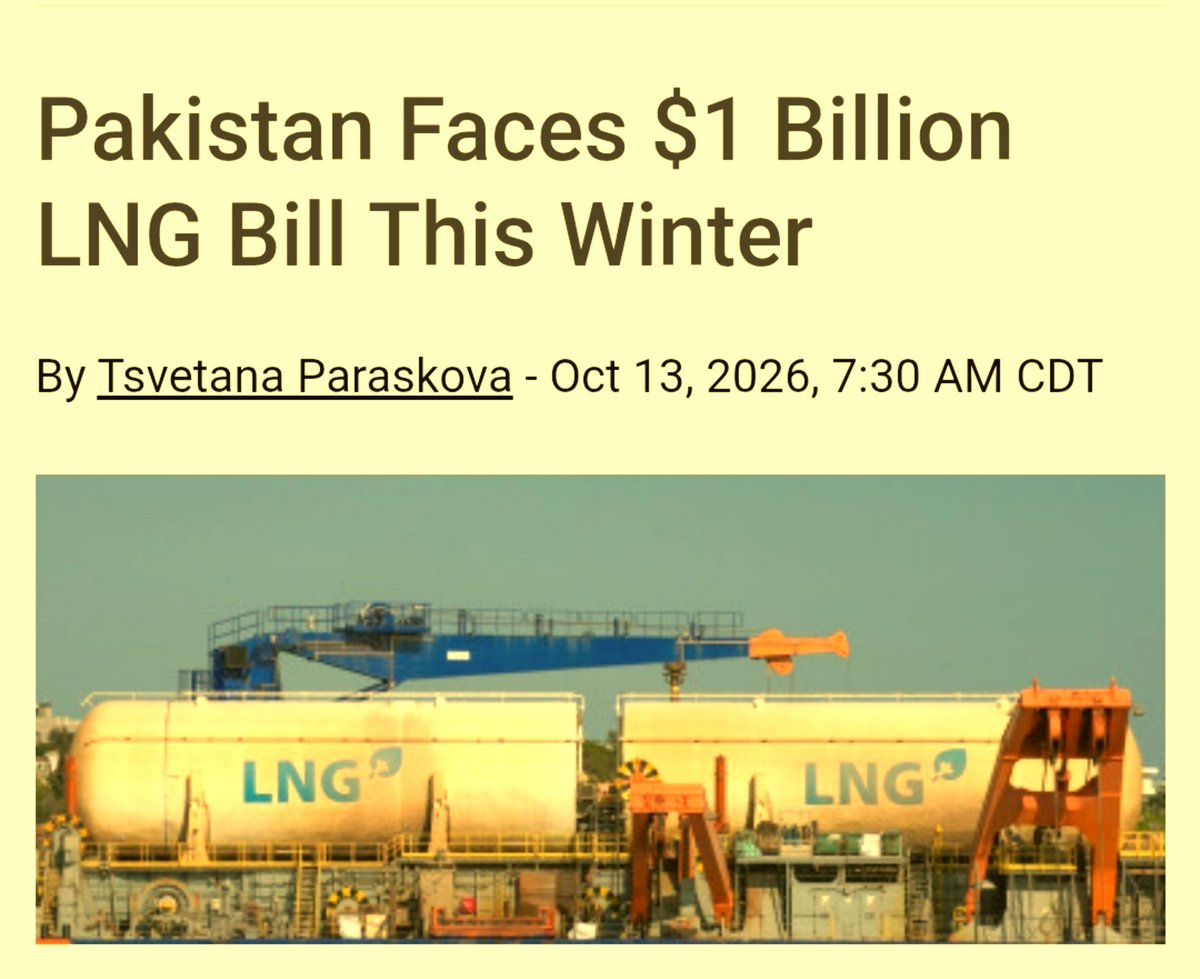 narramuss's tweet photo. Pak will have to pay in excess of $1 billion to secure LNG supply for the winter months, as spot prices soar amid massive disruptions to Qatari term supply

The price tag will be fueled by the spot LNG prices in Asia surging to three-year highs and the plans of the Pakistani govt to import 10 LNG cargoes from the spot market, at double the price at which LNG is being imported from Qatar, local daily Tribune reported on Tue

#Pakistan #Oil #Gas #Iran