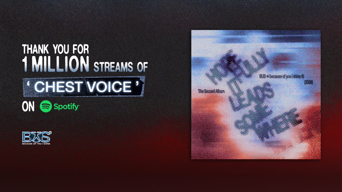 BUS_SONRAY's tweet photo. 1,000,000 Streams on MV Release Day!💥

‘CHEST VOICE’ มียอด Streams ครบ 1,000,000 บน Spotify แล้วครับ ขอบคุณทุกคนที่ส่งเสียงนี้ไปด้วยกัน ❤️‍🔥 แล้วคืนนี้ 19:00 น. มารอดู MV ไปด้วยกันนะครับ!

-

1,000,000 Streams on MV Release Day! 💥

‘CHEST VOICE’ has officially reached 1,000,000 Streams on Spotify! Thank you for being part of this journey and sharing this voice with us. ❤️‍🔥 Let’s watch the ‘CHEST VOICE’ MV together tonight at 7 PM (GMT+7)!

BUS 'CHEST VOICE'
🔗: https://t.co/MXDSvfoFic

#.CHESTVOICE_DIWA 💪🏻 
#BUS_CHESTVOICE
#BUSbecauseofyouishine
#SONRAYMUSIC