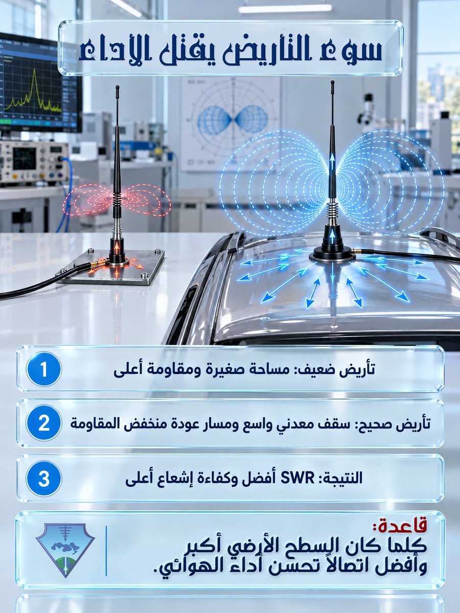 ELaselki's tweet photo. قبل تبديل هوائي المركبة، افحص اتصال القاعدة بالهيكل. الصدأ والربط غير المناسب قد يضيفان خسائر ويغيران الضبط. وبعد الإصلاح، أعد قياس SWR واختبر الاتصال؛ انخفاض SWR وحده لا يثبت كفاءة الهوائي. #هواة_اللاسلكي #SWR
#ehamhub #cqgram #dx #hamradio https://t.co/OFiAATevml