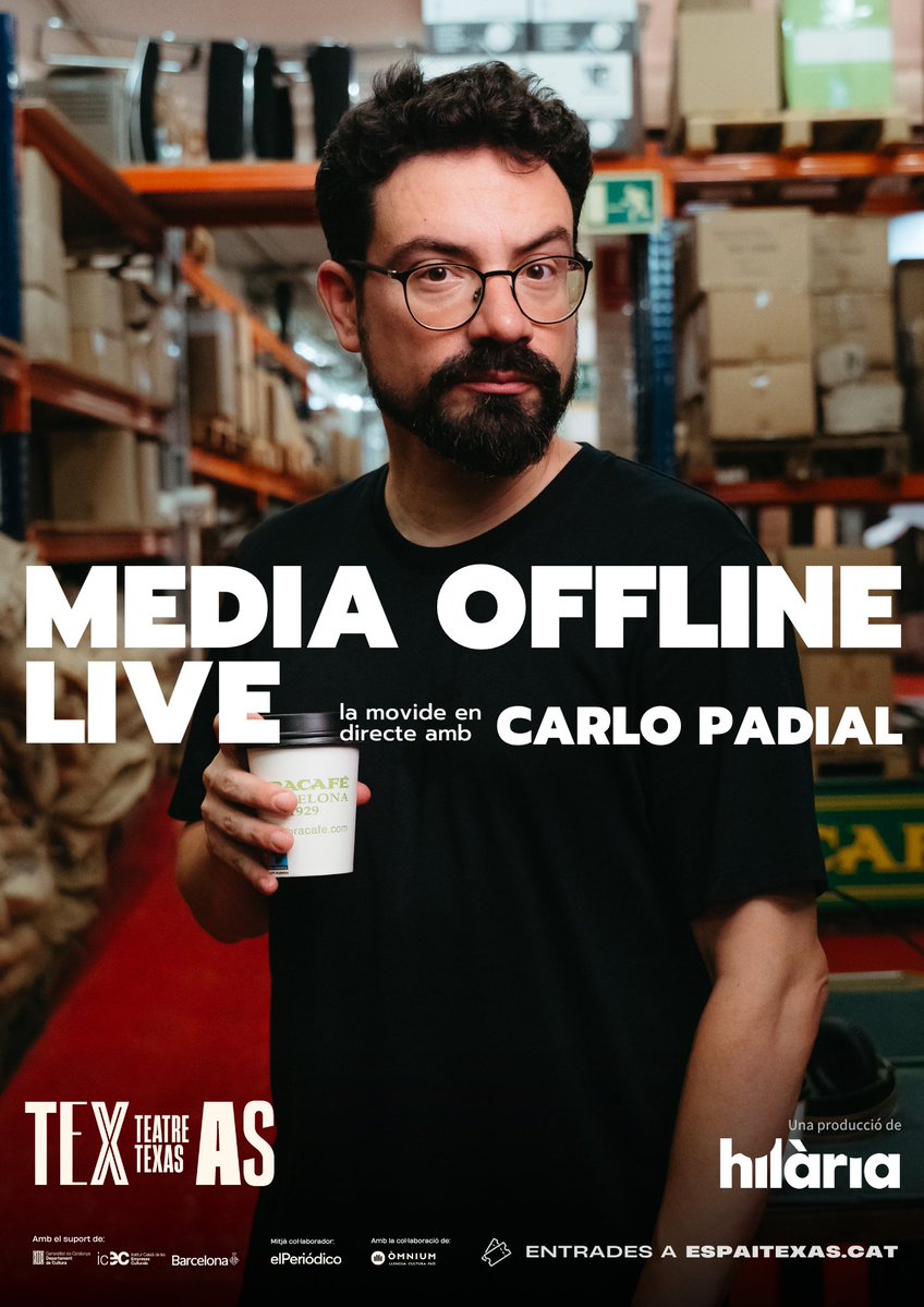 carlopadial's tweet photo. Importante, MEDIA OFFLINE en directo en BARCELONA.

LA MOVIDE LIVE, sólo CUATRO fechas:

-Viernes 13 de noviembre.
-Jueves 26 de noviembre. 
-Lunes 21 de diciembre. 
-Jueves 7 de enero.  

Invitados, vídeos, desplomes, café de noche. GO.

ENTRADAS AQUÍ: https://t.co/vX4KrafIkg https://t.co/LbllnSbmZ2