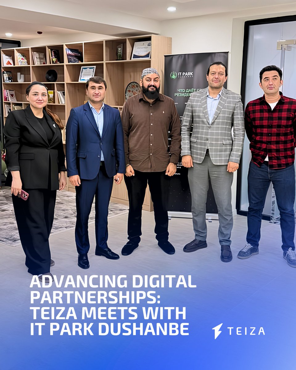 TeizaProtocol's tweet photo. Advancing Digital Partnerships: TEIZA meets with IT Park Dushanbe.

TEIZA’s CEO @0xHarpreet  and team recently met with the leadership of IT Park Dushanbe in Tajikistan to discuss how the two organisations could work together on technology and innovation.

The conversation focused on expanding cooperation across information technology, blockchain, education and innovative digital solutions. Both sides highlighted the importance of strengthening international partnerships and exploring opportunities for joint initiatives.

We’re grateful to the IT Park Dushanbe team for the warm welcome and look forward to building on the discussion.