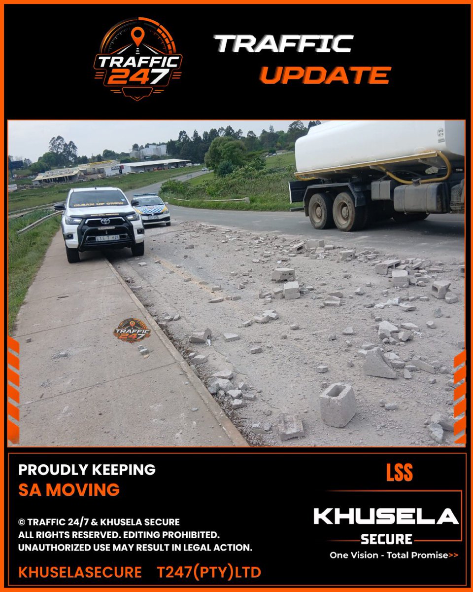 Traffic247_NP's tweet photo. 𝗞𝘄𝗮𝗭𝘂𝗹𝘂 𝗡𝗮𝘁𝗮𝗹
Truck dropped its load on R617 by  the Butcher on 44
𝗟𝗦𝗦 on scene
09:40 • October 14
𝗞𝗵𝘂𝘀𝗲𝗹𝗮𝗦𝗲𝗰𝘂𝗿𝗲, 𝗟𝗦𝗦, 𝗧𝟮𝟰𝟳(𝗣𝘁𝘆)𝗟𝘁𝗱 https://t.co/iTntR0FIqi