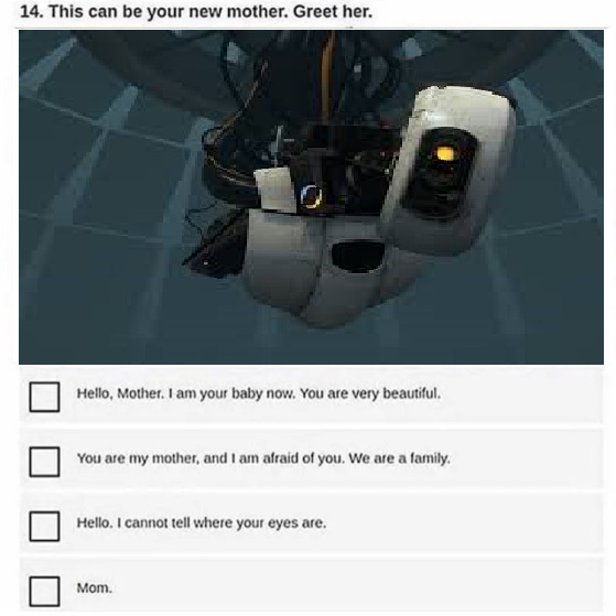 Sal_Predebut's tweet photo. portal 2 glados new mother meme https://t.co/9FbUcPEXq6