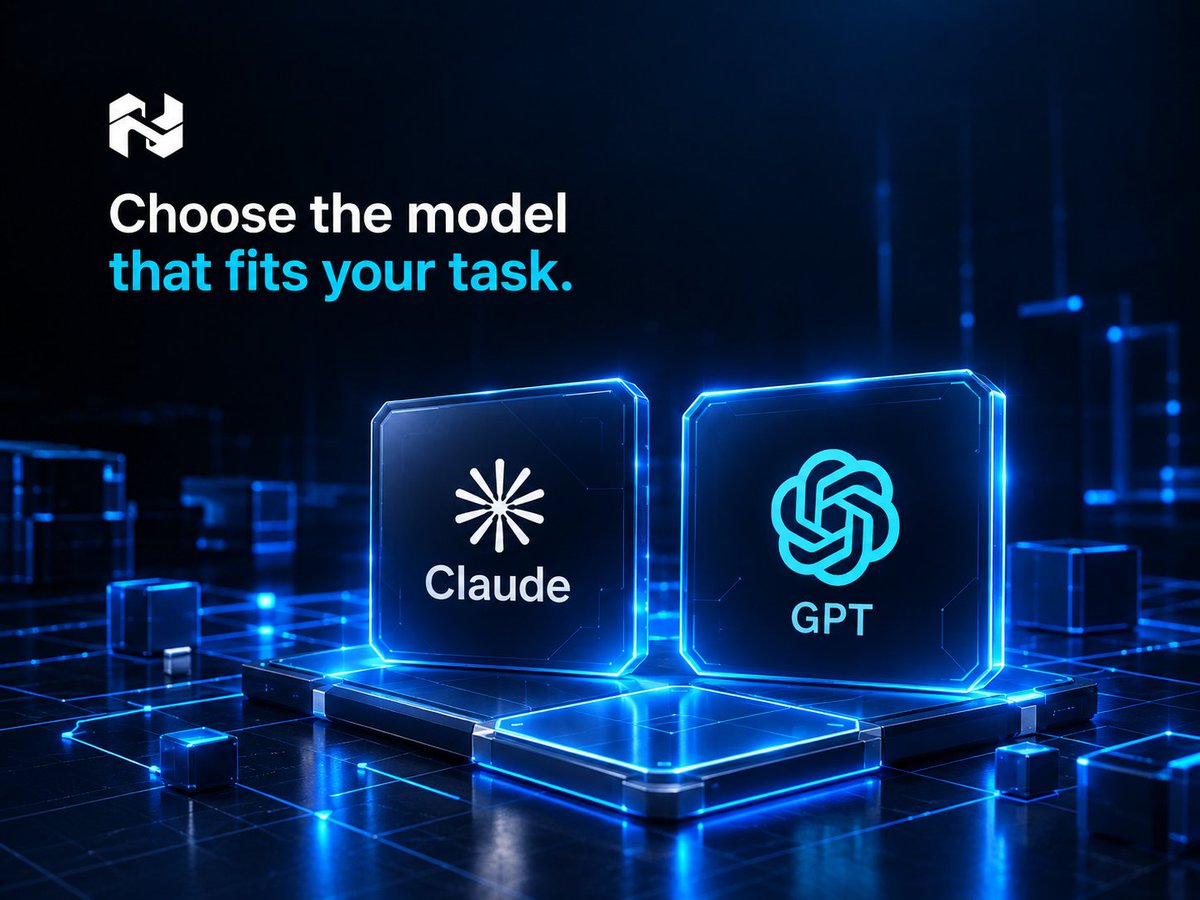 hydraai_world's tweet photo. NOT EVERY AI MODEL IS BUILT FOR THE SAME JOB. 

Research, analysis, content creation, and technical tasks all have different needs.

Hydra AI offers model options from the Claude and GPT families, giving users flexibility to choose based on the work they want to get done.

Pick the one that makes the most sense for your workflow.