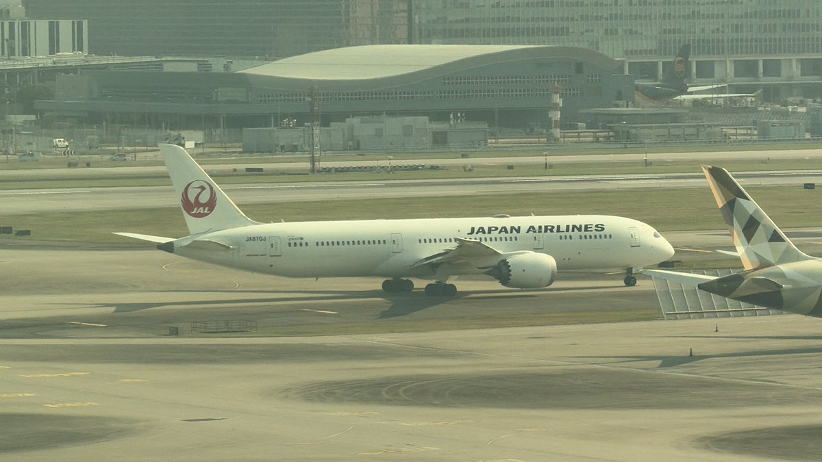 __rotweiss__'s tweet photo. 滑走路に向かう👓君🛫
#JAL #B787 #JA870J
#HKG #香港国際空港 https://t.co/TMLkPogxTD
