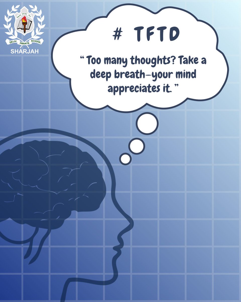 dpsshj's tweet photo. TFTD – Thought For The Day Pause. Take a deep breath. Give yourself the gift of a peaceful mind. 🌿💚  #TFTD #DPSSharjah #MentalWellness #MindfulMoments #BreatheAndRelax https://t.co/OiGs1F19HI