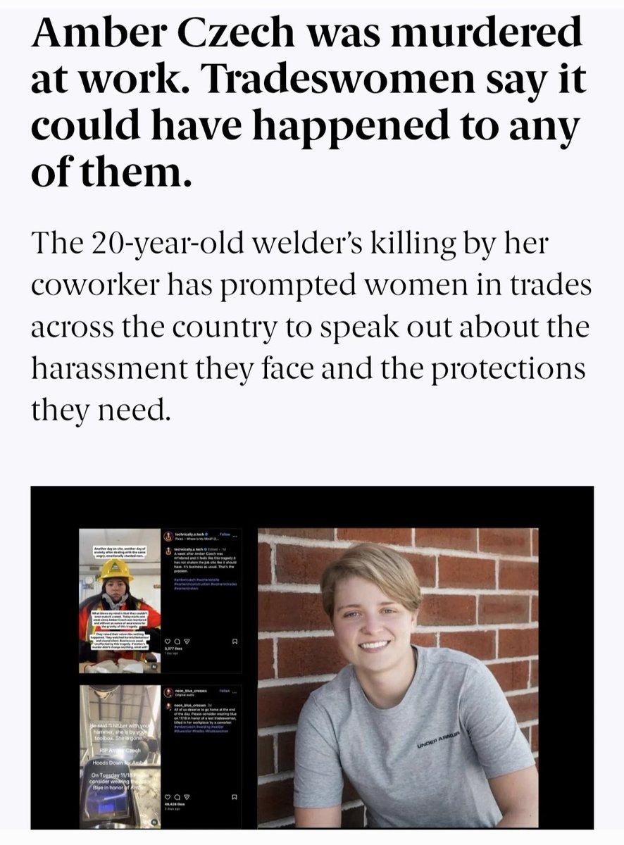 JessPected's tweet photo. Or you're murdered. 

Men create hostile work environments, terrorize women to drive them out, then claim women just don't want to that labor. https://t.co/6WGY1b8g2e