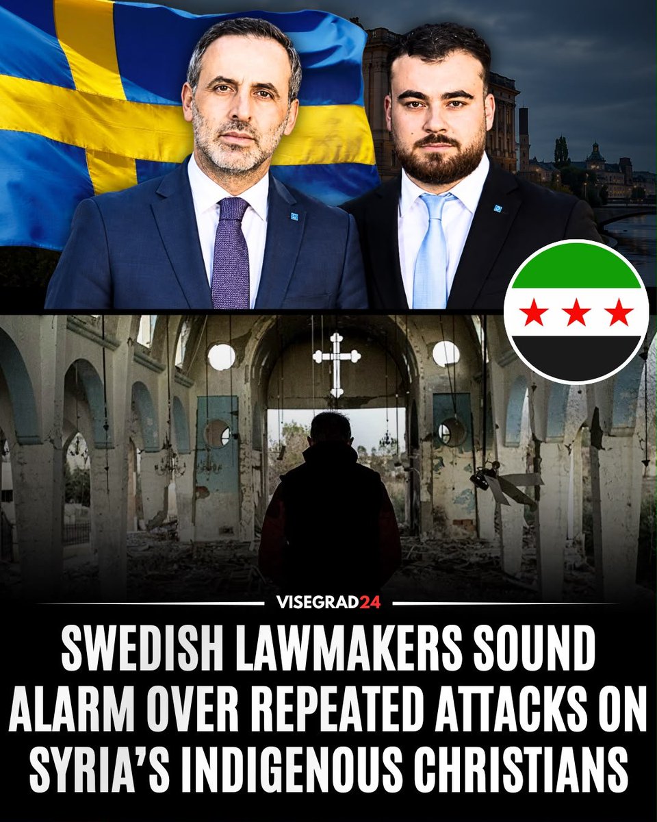 visegrad24's tweet photo. Two Swedish parliamentarians of Syriac Christian heritage, Yusuf Aydin and Paul Sabo, from Sweden’s center-right Christian Democratic Party, have issued a joint statement condemning repeated attacks against Christians in Syria, warning that the violence is not an isolated incident.

The lawmakers belong to the Syriac community, an ancient Middle Eastern Christian ethnoreligious community with roots in Mesopotamia and the Levant, traditionally associated with the Syriac language, a form of Aramaic, the language family spoken in the time of Jesus Christ.

Their statement follows violence in the predominantly Greek Orthodox Christian town of Al-Suqaylabiyah, in Syria’s Hama province, where a confrontation involving residents of the neighboring Sunni-majority town of Qalaat al-Madiq escalated into reported attacks on homes, businesses, and civilians, with armed men firing at residential buildings and an Orthodox priest narrowly escaping gunfire directed at him and his vehicle.

They emphasized that Christians are among Syria’s indigenous peoples, whose presence in the region dates back to the earliest centuries of Christianity.