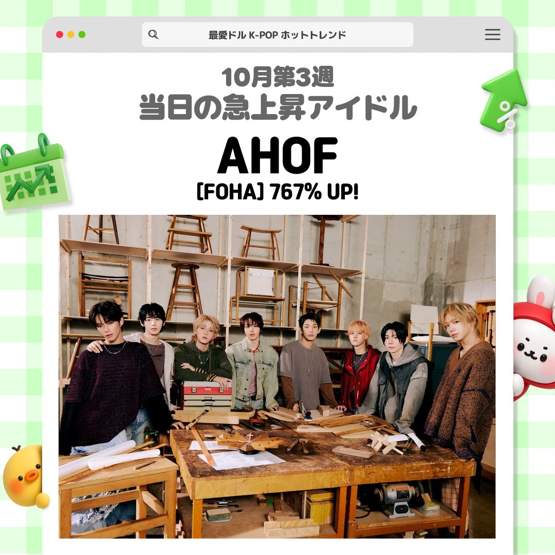 kpopidol_jp's tweet photo. 🔥 [#ファン急増] 10月13日

⚡️ 昨日、新しくファンが急増したアイドルはこちら 🎯

👑 #AHOF 💗 #FOHA
たった1日で767%の増加 🚀

📊 リアルタイムのアイドルランキングはこちら 🔽
https://t.co/tfCR0eO6Iy

#最愛ドル #アイドル #KPOP #アイドルランキング https://t.co/ClbBML0Nwm