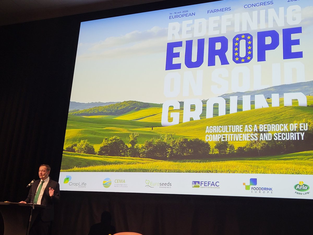 UKFarmingUnions's tweet photo. The @UKFarmingUnions are in Stockholm for the #FarmersCongress2026 where EU Agriculture Commissioner @CHansenEU delivered the opening address where he highlighted the need for European food security, sufficiently funded agriculture support &amp; long term political stability. https://t.co/IlstV03HQe