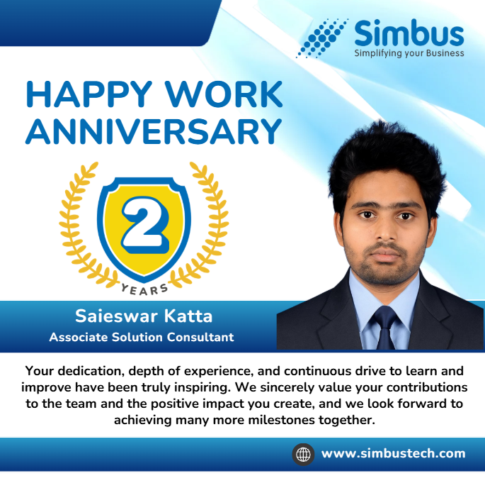 SimbusTech's tweet photo. Happy work anniversary, Saieswar Katta! 🎉 Your hard work, ownership, and positive attitude make a real difference to our team and clients. Proud to have you at Simbus. Wishing you many more milestones ahead!

#WorkAnniversary #Simbus #Simbuzz #Kinaxis #KinaxisPartner https://t.co/ciqb4kACcJ