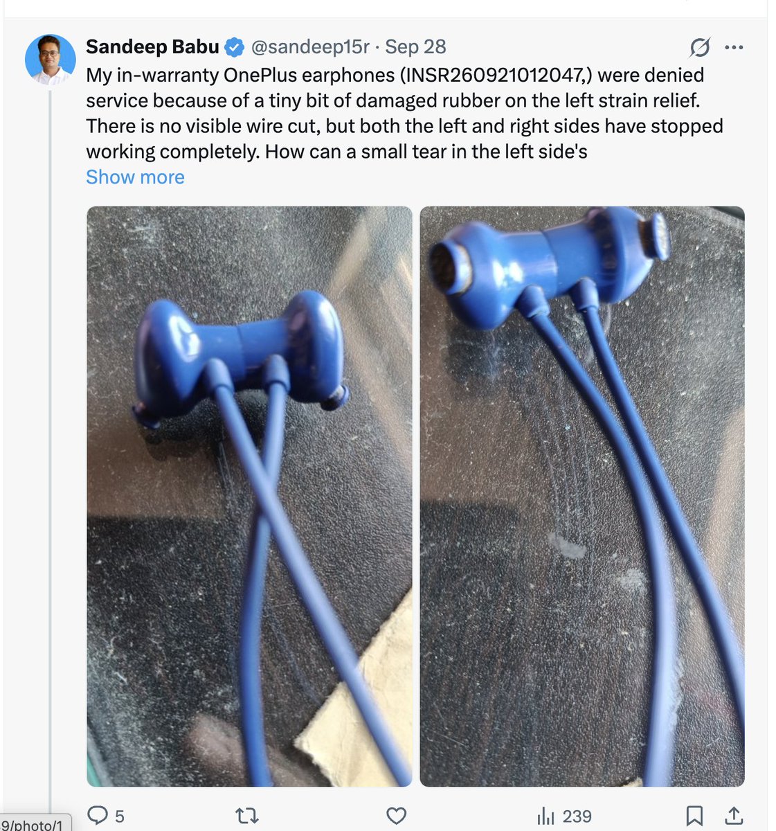 sandeep15r's tweet photo. @OnePlus_IN avoid this brand on Diwali. Their customer care sucks. My issue is pending for one month. #OnePlusSucks @oneplus @OnePlus_IN @OnePlus_Support #SayNoToOnePlus https://t.co/ivWslRN7Nt