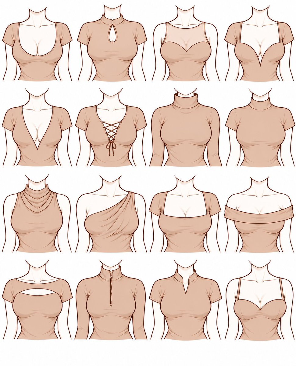 mellofriendy's tweet photo. Neckline Design Study https://t.co/owWKWXnf0e