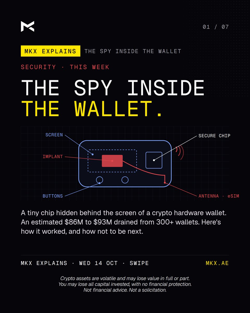 MKXDubai's tweet photo. A hardware wallet with a spy chip inside. 🕵️

Hidden behind the screen, it read your 24 words during setup and sent them out over its own eSIM. https://t.co/54cnWPhxdx