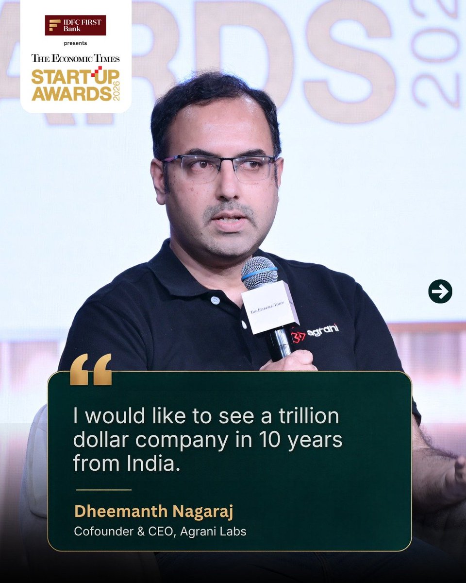 ETFrontRow's tweet photo. India’s deep tech story is expanding into areas that demand original research, long-term capital, complex engineering and the ability to build for global markets.

At ET Startup Awards 2026, Prashanth Prakash, Founding Partner, Accel, chaired a panel on “Building the hard stuff: India’s deep tech moonshots,” bringing together Dheemanth Nagaraj, Cofounder and CEO, Agrani Labs; Kshitij Khandelwal, Cofounder and CTO, Pixxel; and Laina Emmanuel, Cofounder and CEO, BrainSightAI, to discuss what it takes to build ambitious deep tech companies in India and what the next decade could hold.

@PixxelSpace @lainaemmanuel @BrainSightAI

#ETStartupAwards #ETSA2026 #DeepTech #IndianStartups #StartupIndia

@IDFCFIRSTBank @EdgeByTitan @indiqube @TheLeelaHotels @Tracxn @EconomicTimes