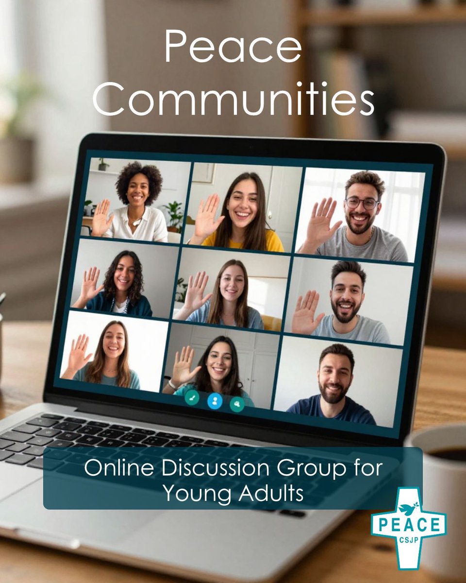 SistersofPeace's tweet photo. Introducing Peace Communities—a new virtual space by the Sisters of St. Joseph of Peace for young adults (ages 18–40) to connect, reflect, and discuss how we can build a more just and peaceful world together 7:00 PM ET (Second Tuesday of every month!) https://t.co/ZTG48l840f https://t.co/1Xqa5DLFSM