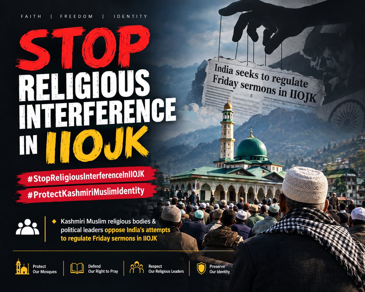 kmskashmirnews's tweet photo. #StopReligiousInterferenceInIIOJK
#ProtectKashmiriMuslimIdentity
#ProtectReligiousFreedom
#FridaySermons
#Kashmir
#IIOJK
#KashmiriMuslims
#ReligiousRights
#FreedomOfReligion
#StopReligiousInterference
#ProtectIslamicIdentity
#RightToReligiousFreedom
#KashmirUnderOccupation https://t.co/YNlNcuHDQ1