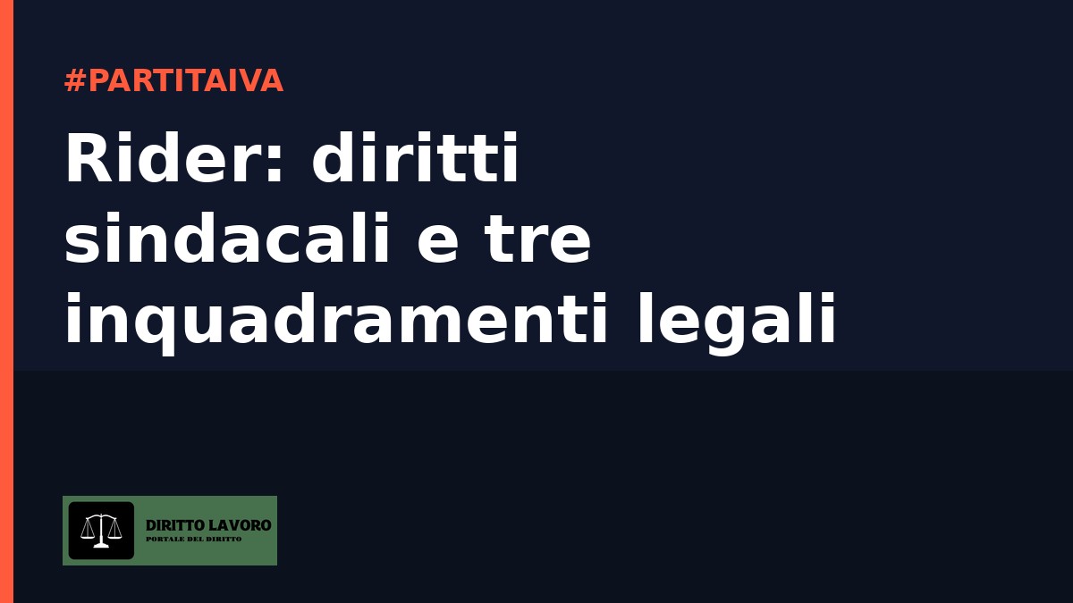 dirittoonline's tweet photo. Rider e lavoratori autonomi su piattaforme: diritti sindacali ancora in zona grigia. Il d.lgs. 81/2015 prevede tre inquadramenti (subordinato, etero-organizzato, autonomo) con tutele collettive diverse. Sistema normativo italiano ed europeo ancora in evoluzione. #Partitaiva https://t.co/Qr8k9ofpB1