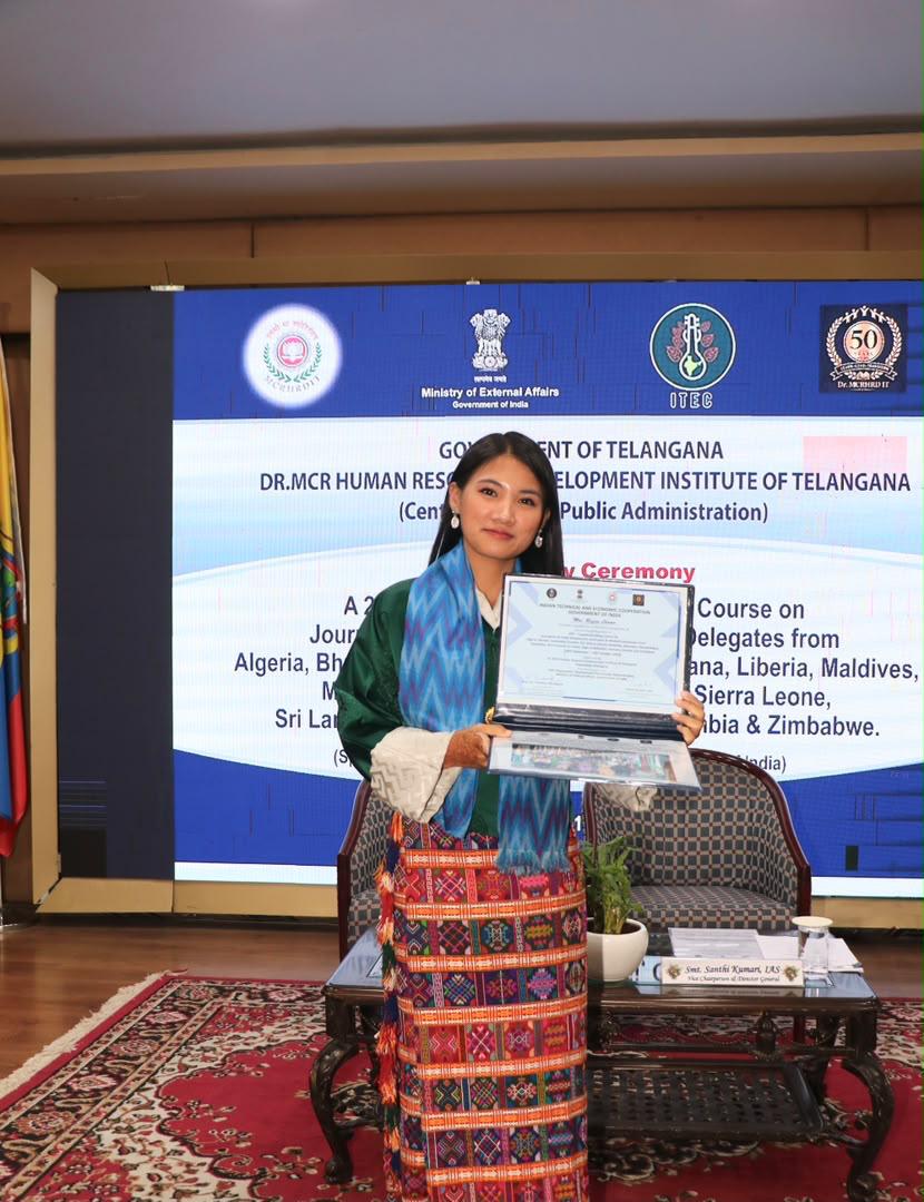 Indiainbhutan's tweet photo. 🇮🇳 🤝 🇧🇹 

We were happy to receive Ms. Rigzin Lhamo, official from Bhutan’s BBS Channel 3 for training on "Journalism and Public Relations" under India's ITEC programme at the MCR Human Resource Development Institute, Hyderabad from 28 September to 10 October 2026.

@MEAIndia @IndianDiplomacy @IndiainBhutanCG @ITECnetwork @drmcrhrdit @DDIndialive @PBSHABD @airnewsalerts