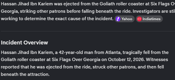 WomanDefiner's tweet photo. Something tells me the six flags accident was user error and probably not on the park. Call it a hunch. https://t.co/aNLv3glEw7