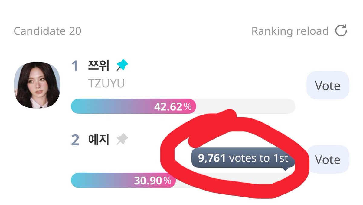 Moritaeffu1's tweet photo. Keep voting for Tzuyu so that second place stays far behind her. Don't use all your votes, save some for the last day for a mass vote for Tzuyu!! Let's go Chewies and ONCEs! https://t.co/ny3aqH2hiL