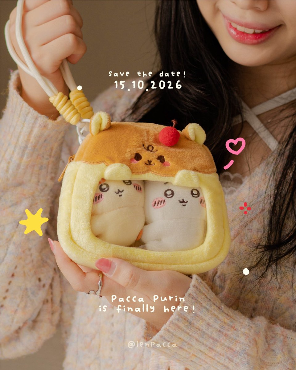 lenpaccaa's tweet photo. (rt &amp; likes are highly appreciated!)

✨ Pacca Purin is finally heree!! 🍮
Coming soon to #comipara7 &amp; #cf23

🤎 catalogue drop ➡️ 15.10.2026 !!
💛 size: 15x15x4cm
*box &amp; hand strap included!

scroll down for details!✨ https://t.co/qffnljVwKU