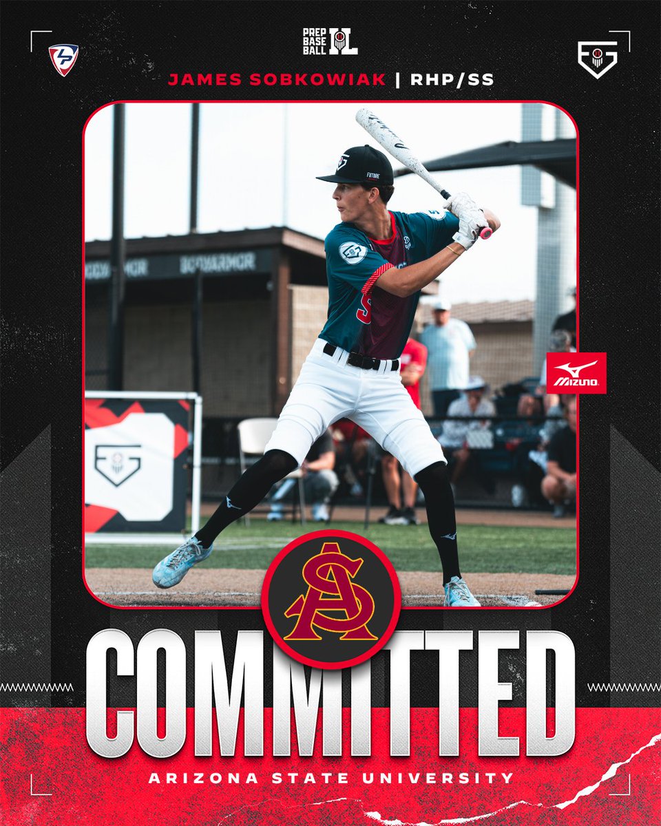 PrepBaseballIL's tweet photo. RHP/SS James Sobkowiak (Downers Grove South, 2028) commits to Arizona State. 

Sobkowiak represented #TeamSelect at the Future Games and is the eleventh Illinois native to commit from the #PBFG26 🔱

One of the top two-way talents in the state currenlty ranked No. 11 in Illinois and No. 262 in the 🇺🇸

(@jamesobkowiak | @DgsBaseball | @ASU_Baseball)

👤: https://t.co/sBlLzPLtPb