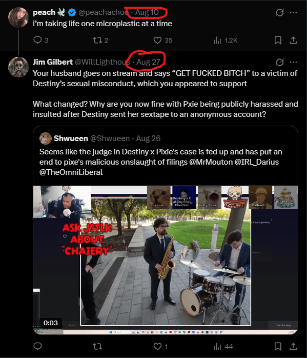 VigilanteLib's tweet photo. You're actually mentally retarded if you think i'd say this without evidence at the ready lmao.

Why are you tweeting at @MrMouton's wife under a random post that's completely unrelated to anything you're talking about WEEKS later trying to tie her to accusations made against Destiny? 

Now move the goalposts to justify why you being a creepy weird stalker/harasser is actually socially acceptable.