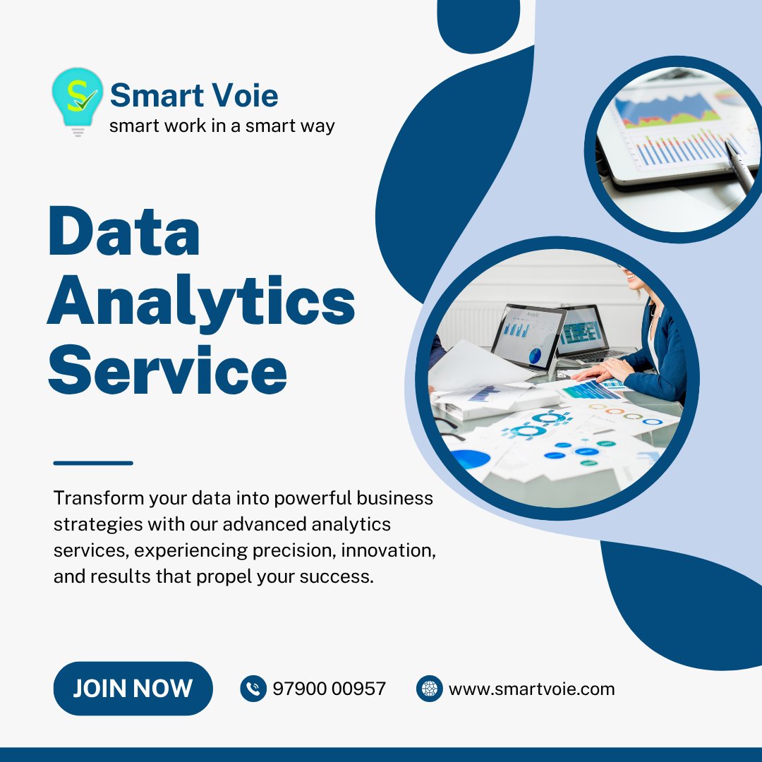 SmartVoie's tweet photo. ๐ Turn Data into Smarter Business Decisions! ๐
Unlock valuable insights, identify trends, improve performance, and drive business growth with Smart Voie's Data Analytics Services.
๐ https://t.co/OOvJAE2e4R
#SmartVoie #DataAnalytics #BusinessGrowth https://t.co/yjaVYwESsI