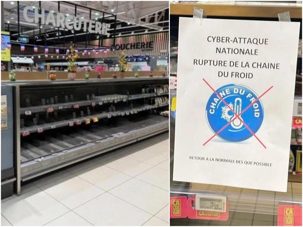 UsUn583176's tweet photo. #Hackers #hacked #refrigerators #in #supermarkets #across #France #and #heated #them #to +50°C Food spoiled in around 400 stores, and fires broke out in some locations. Damages are estimated at several million euros. https://t.co/MosoeRc5pB