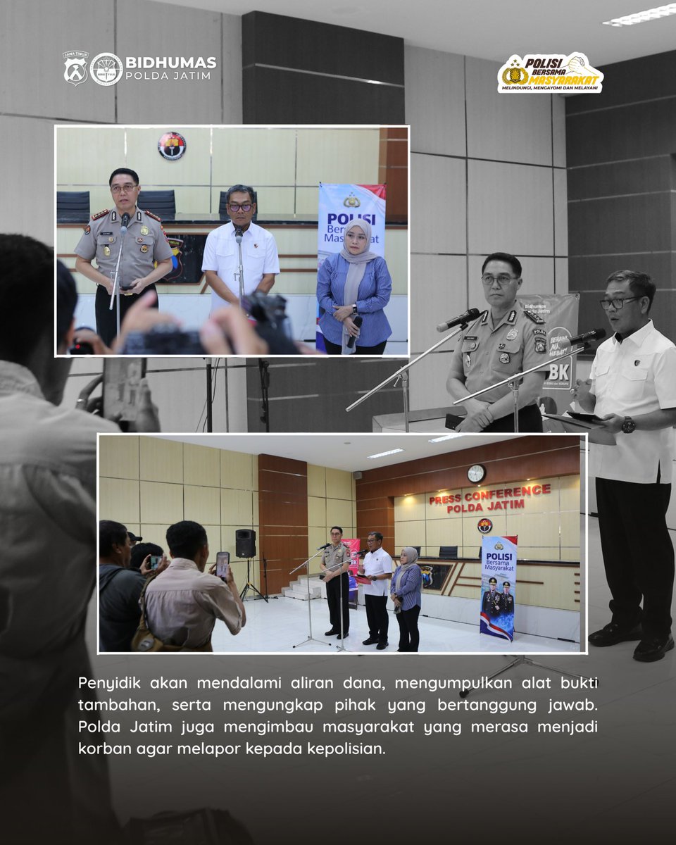 bidhumas_jatim's tweet photo. Polda Jawa Timur meningkatkan penanganan kasus dugaan penipuan dan penggelapan berkedok arisan Meow ke tahap penyidikan. Berdasarkan laporan enam pelapor, total kerugian yang dialami mencapai Rp4,07 miliar. https://t.co/exLIqHQhvn