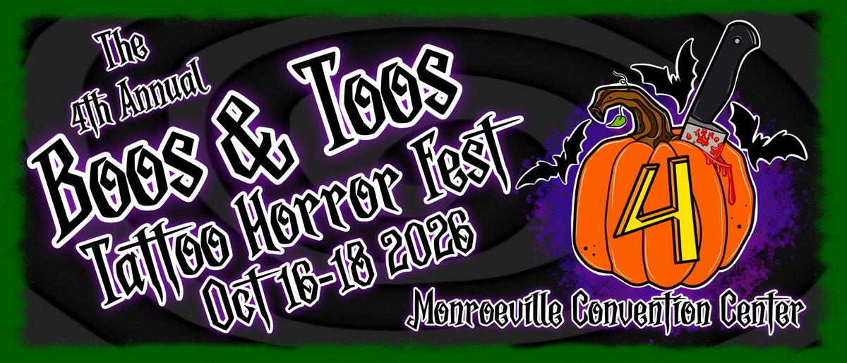 VisitMon's tweet photo. 🖤💀 BOOS N TOOS TATTOO HORROR FEST 💀🖤

Get ready for a wicked weekend of incredible tattoo artists and dark art at the Monroeville Convention Center! 🕷️ 

Embrace your dark side and get ready for a frightfully good time! 🦇🩸

FOR MORE INFORMATION ⬇️
https://t.co/NOmU6gdFxE https://t.co/eerqFDicat